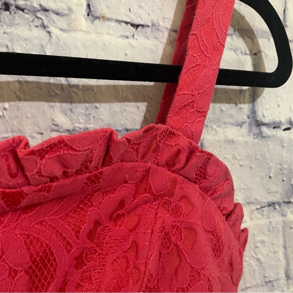 Free People Fiona Jacquard Lace Ruffled Smocked Crop Corset Top Pink 4 - Picture 7 of 14